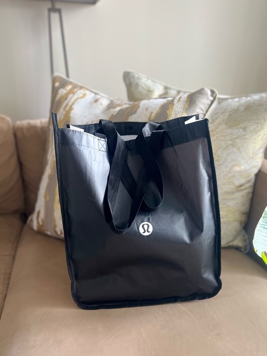 lululemon athletica Handbags - Lululemon Reusable Shopping Tote Bag Black White Logo | Gym Travel Bag